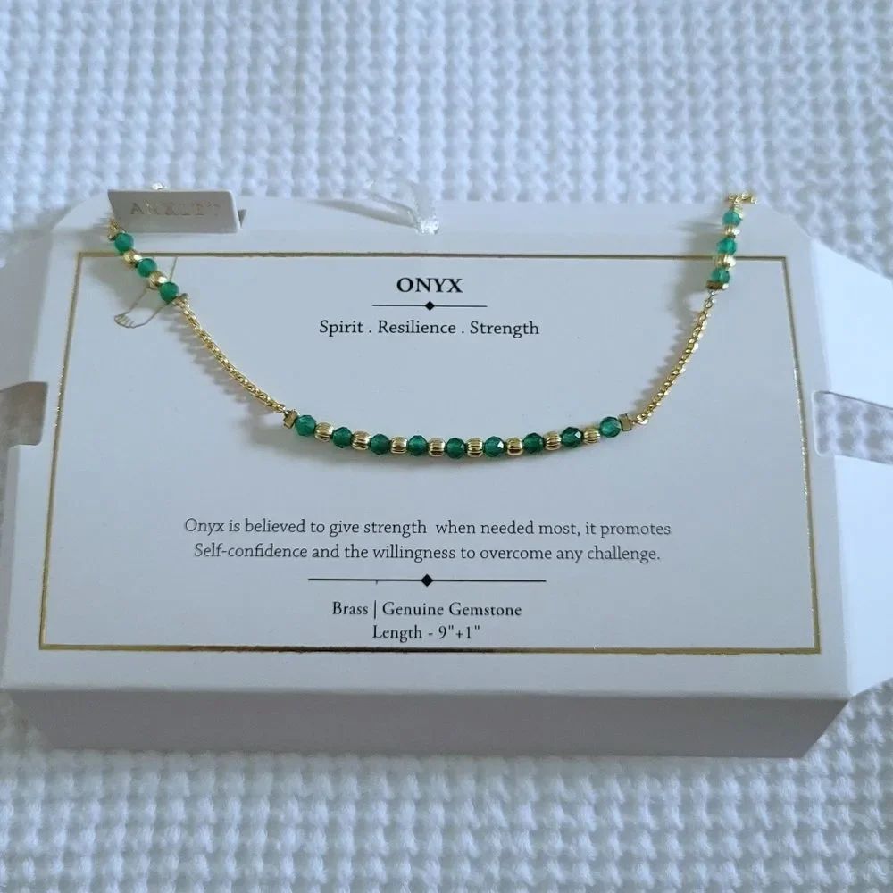 Shivam Green💚 Onyx Bead Anklet - Picture 4 of 15